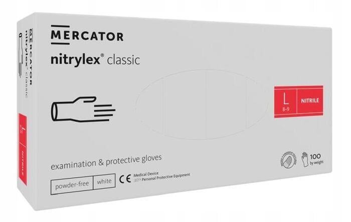 Перчатки нитриловые Mercator Medical Nitrylex L 100 шт. White