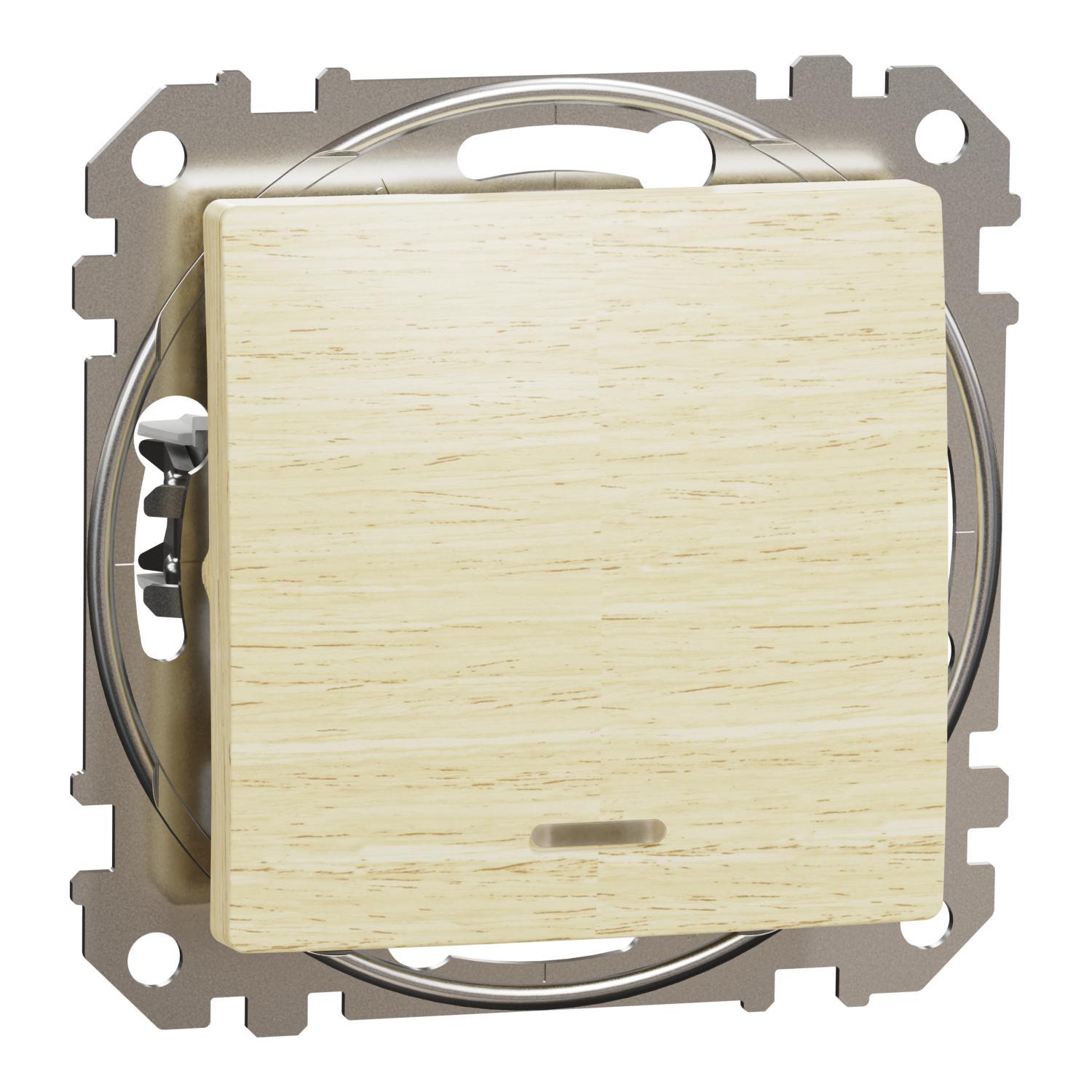 Переключатель одноклавишный Schneider Electric с подсветкой береза Sedna Design & Element (SDD180106L)