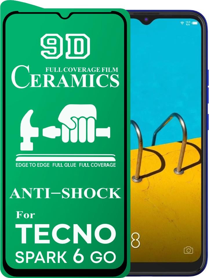 Защитная пленка Ceramics для Tecno Spark 6 Go керамическая 9D (25640)