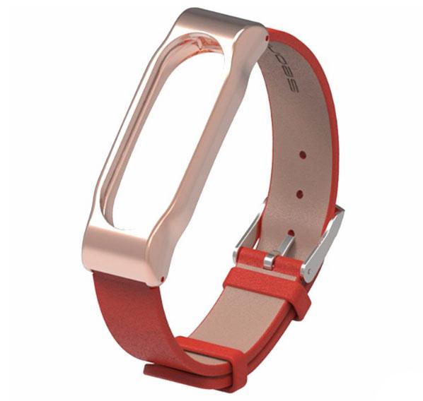 Кожаный ремешок Primo Mijobs для фитнес-браслета Xiaomi Mi Band 2 Gold/Red (673295336)
