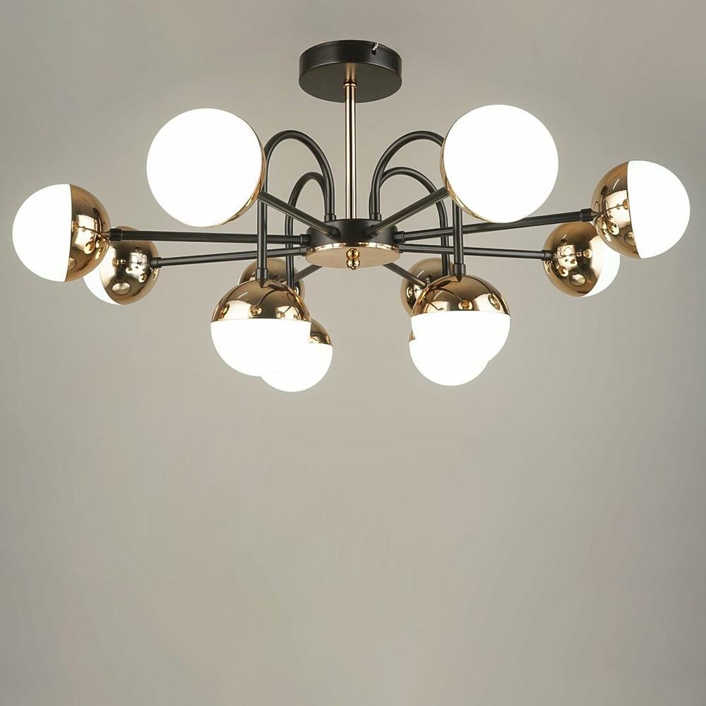 Люстра потолочная светодиодная акриловая Lighthouse LED SRS-19835/12 BK+FGD Черный/Золотой