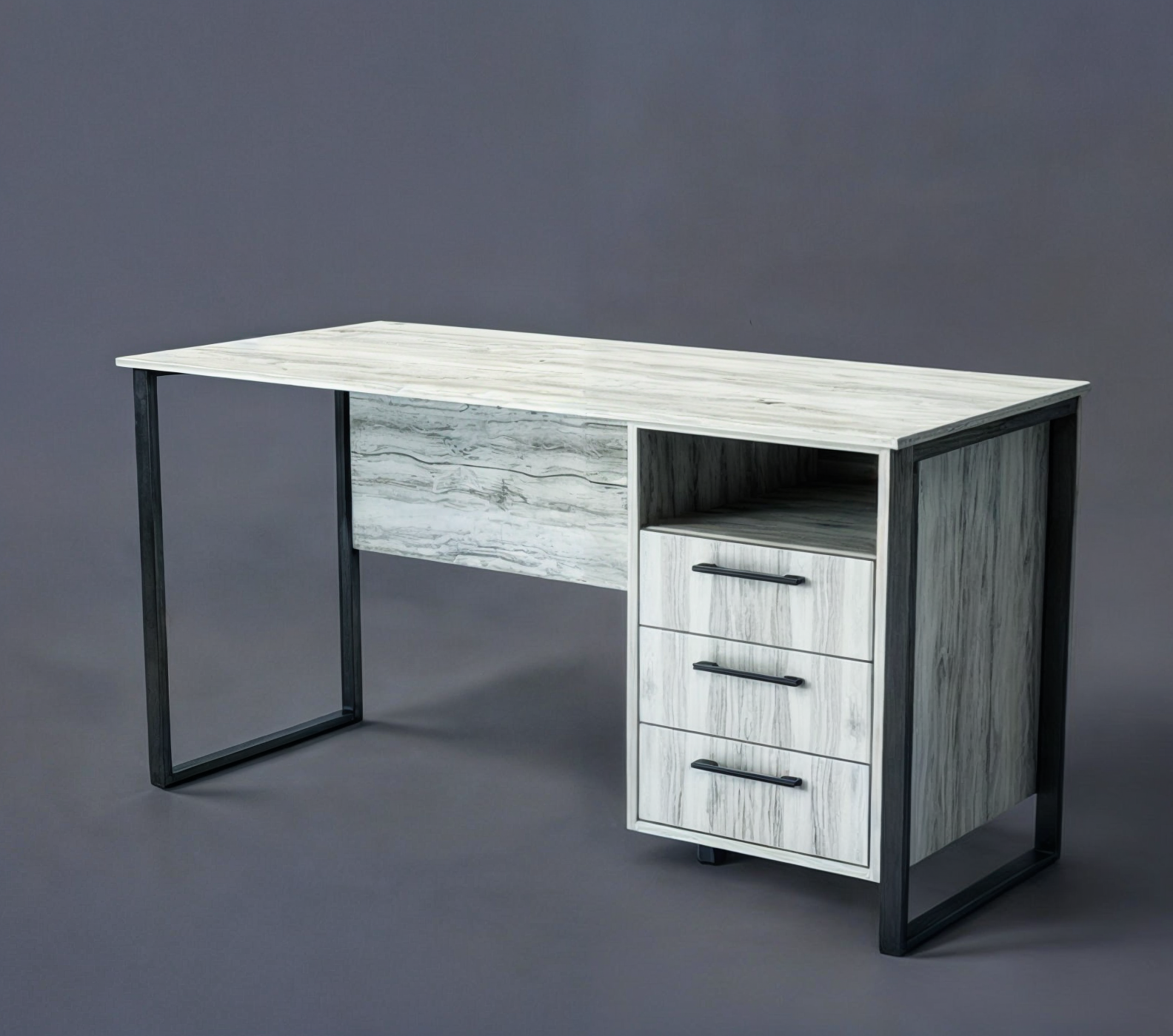 Стіл письмовий Tobi Sho LOFT Iceberg СПЛА/3-1 прямий з 3 шухлядами стільниця 18 мм 1600х600х750 Дуб крафт білий