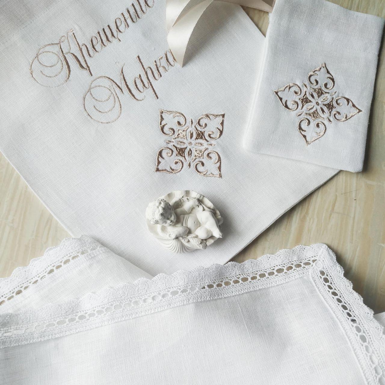Крыжма для крещения именная Цветок льна и мешочки для локона и хранения (2190431043) - фото 6 Крыжма для крещения именная Цветок льна и мешочки для локона и хранения (2190431043) - фото 6