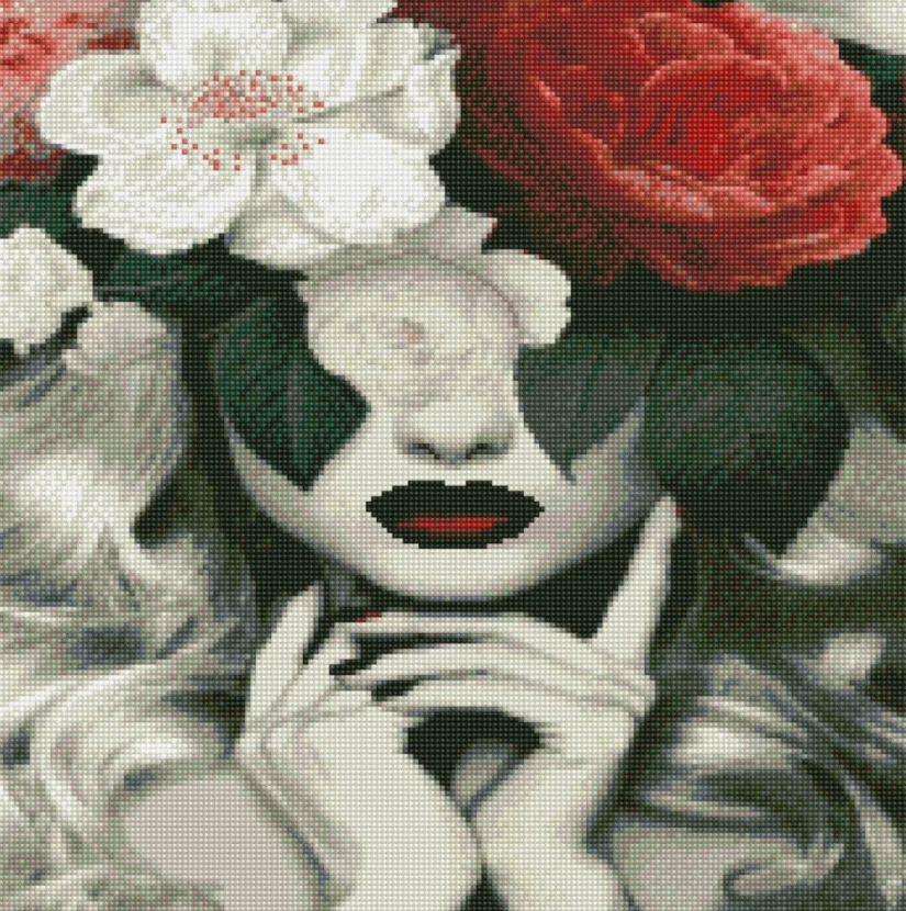 Алмазная мозаика Strateg Девушка с цветами 50х50 см (GA0013)