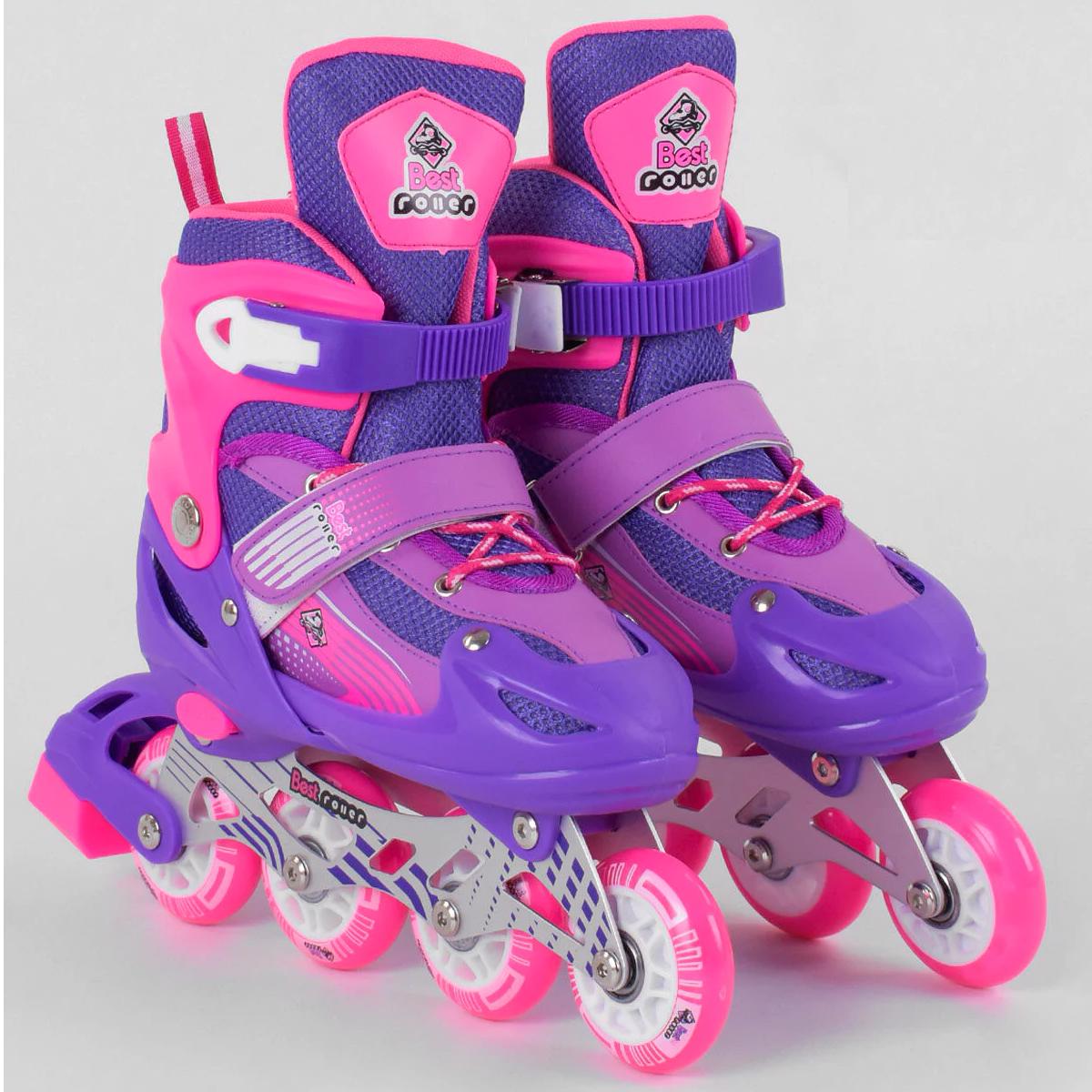 Роликовые коньки Best Roller PVC колеса светящиеся в сумке р. 34-37 Violet (98864)