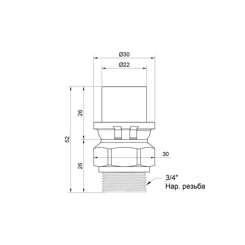 Перехідник прес Icma №402 20х3/4" ЗР (FRRS00007230) - фото 2 Перехідник прес Icma №402 20х3/4" ЗР (FRRS00007230) - фото 2