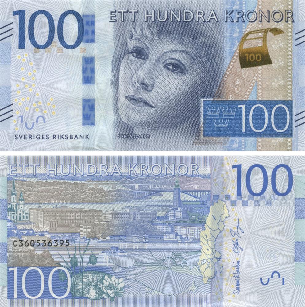 Коллекционная банкнота Швеция 100 крон 2016 UNC (P71)