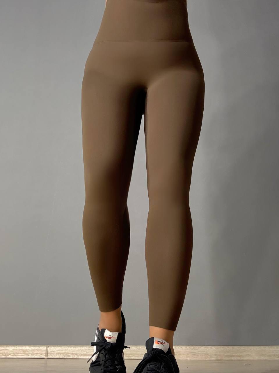 Лосины женские You Are Peri 24052 утепленные на флисе пуш-ап с надписью XS Коричневый (4961)