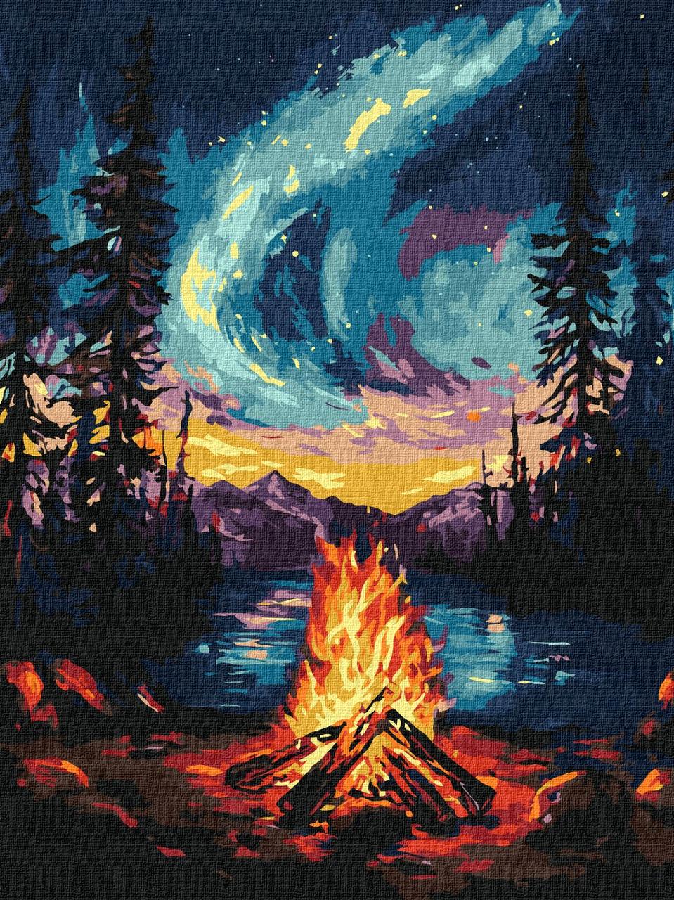 Картина по номерам Ideyka Северное сияние с красками металлик пейзаж 30х40 см