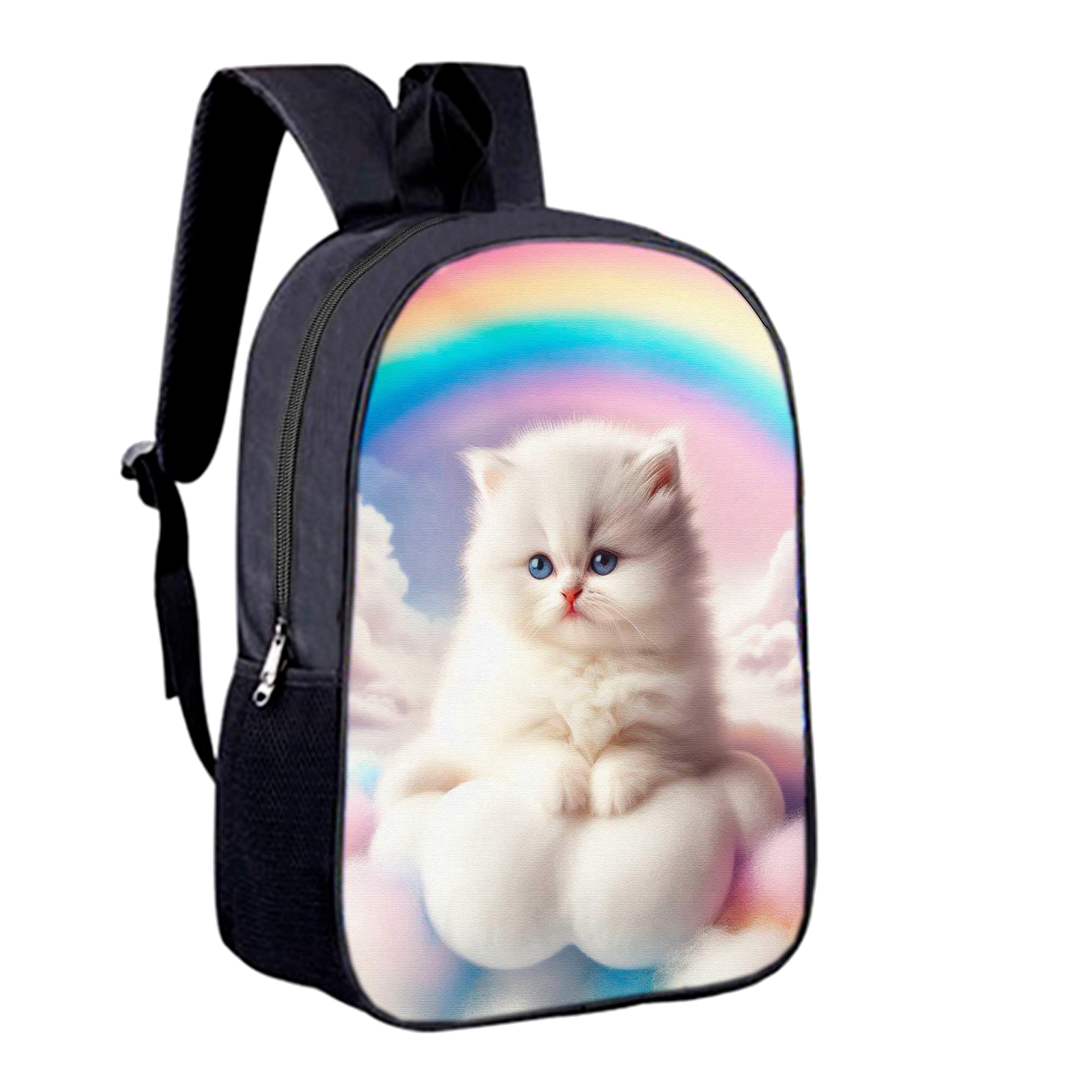 Школьный рюкзак детский Котик на облачке для девочки 34х27 см (0181)