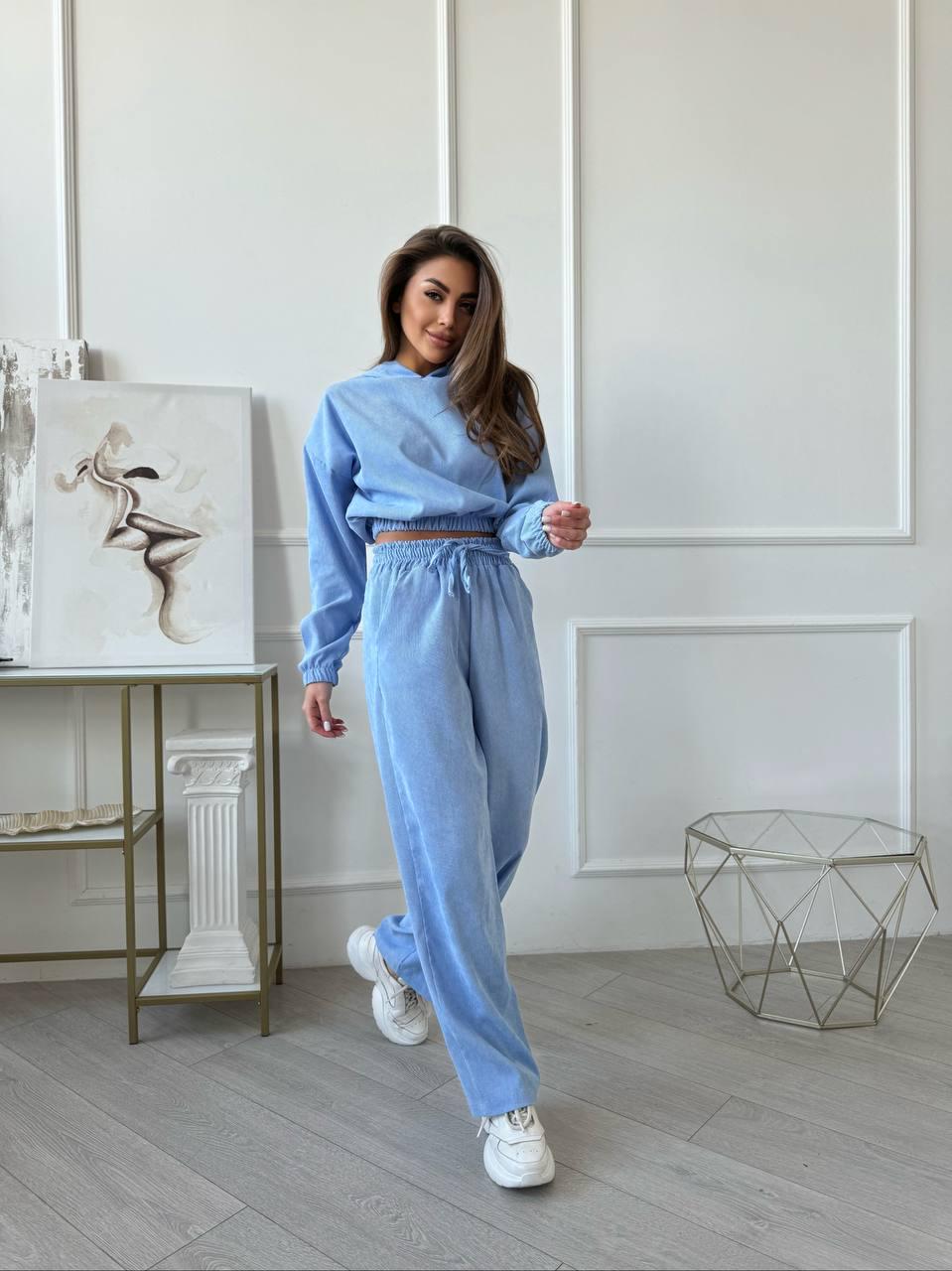 Костюм женский микровельвет р. 42-44 Голубой (Р4936-431/Д)