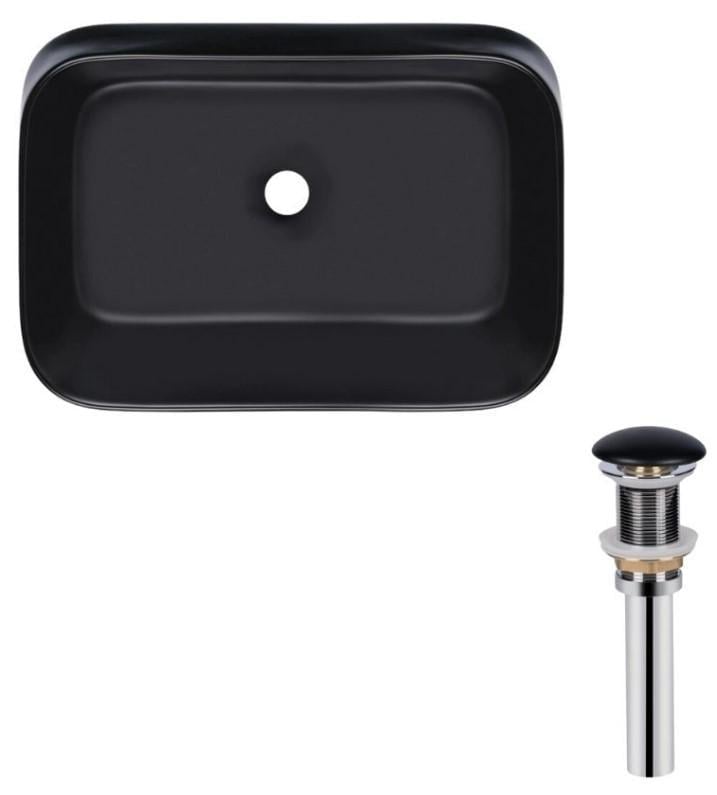 Раковина прямоугольная накладная Qtap Scorpio 550х390х120 мм с донным клапаном PU03 Matt Black (QT14112243MBN47298)