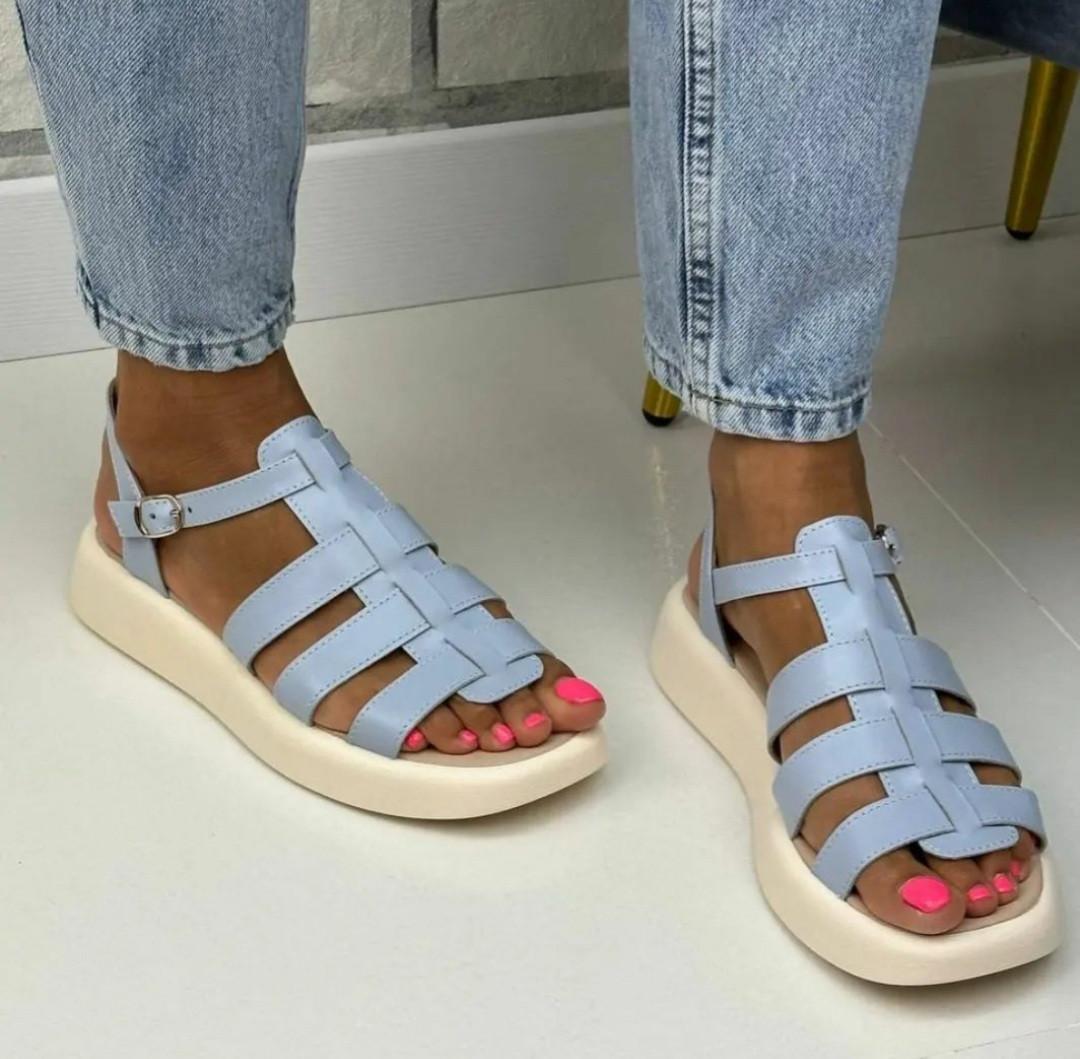 Босоножки женские натуральная кожа р. 38/24,5 см Голубой (48802)