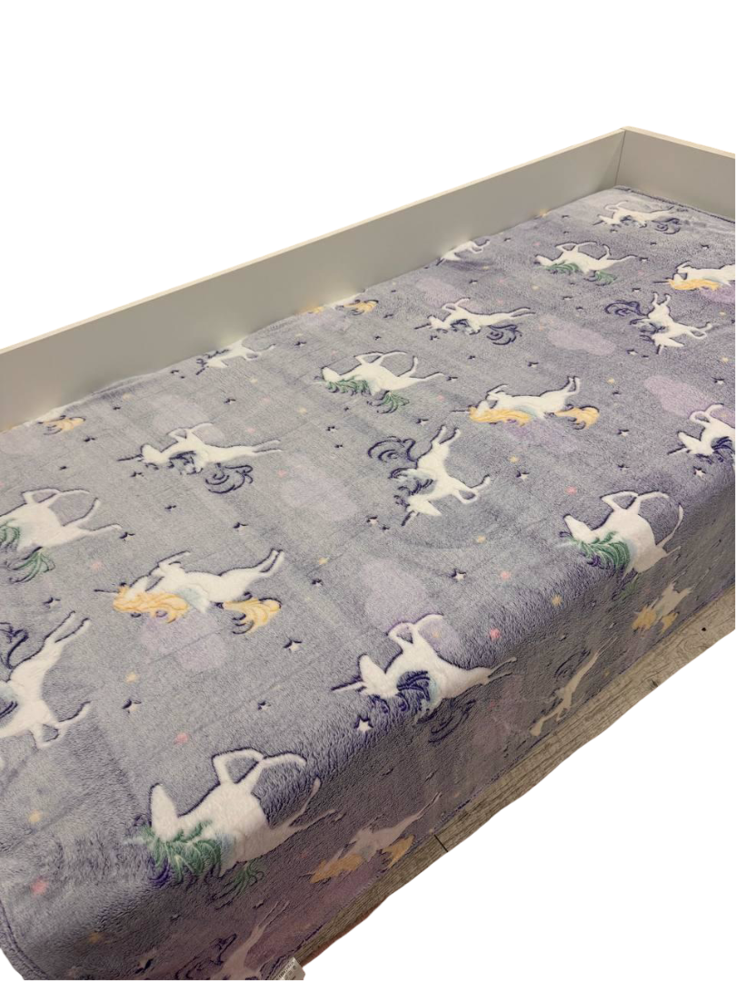 Светящийся плед Единорог флисовый 150х200 см Синий (Д-am-pled-svet-007)