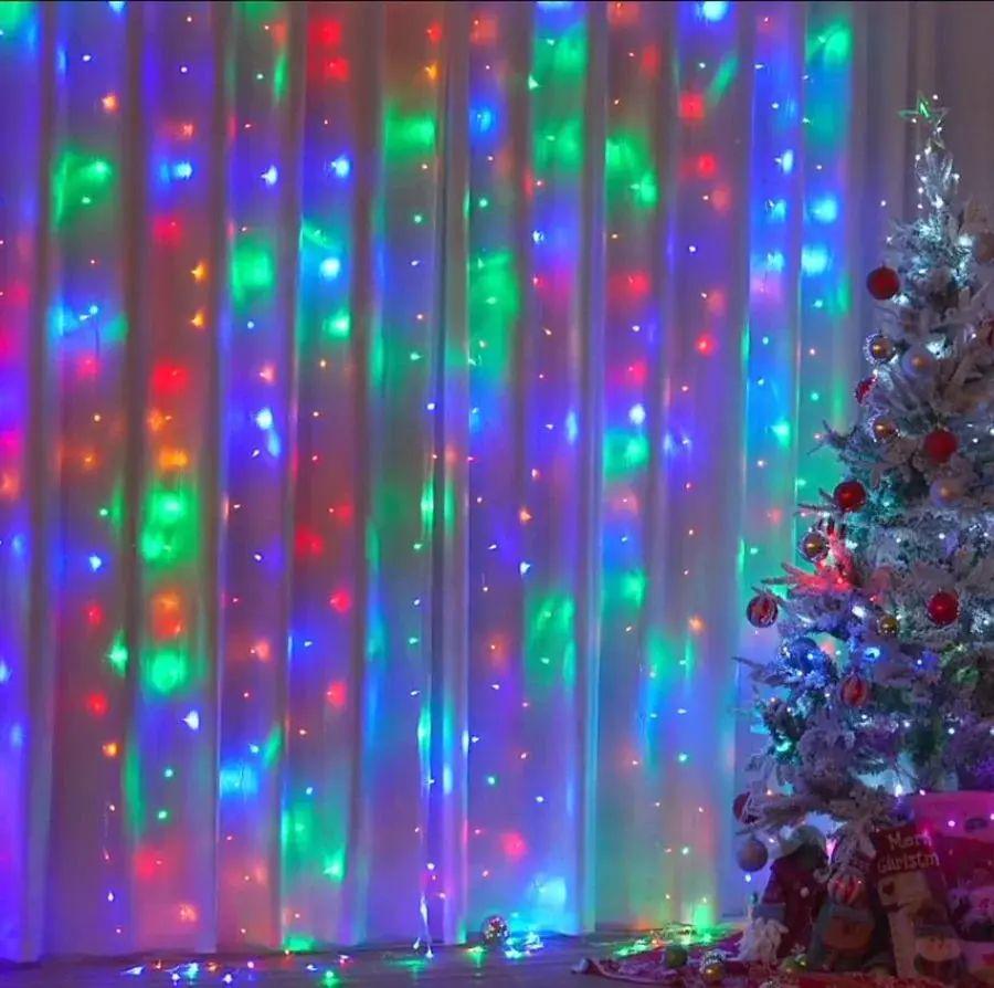 Гирлянда светодиодная Штора 220V 160 LED новогодняя с разноцветными свечениями 2х2 м