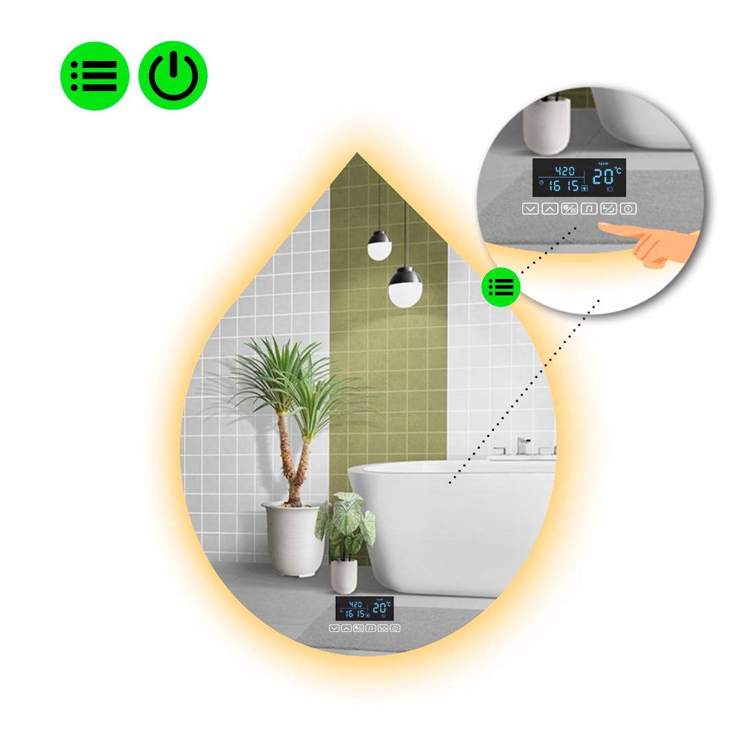 Зеркало с LED подсветкой Goccia 2 с Smart-блоком 100x80 см (8994355)