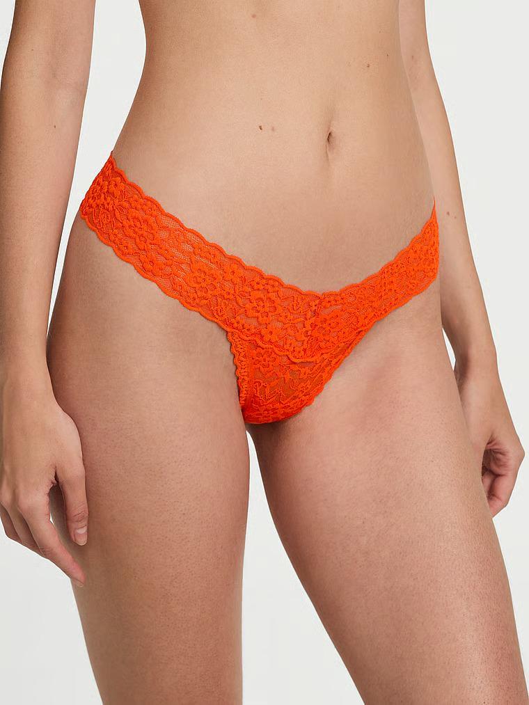 Трусики стринги Victoria's Secret The Lacie Lace Thong Panty M Оранжевый (27066195)