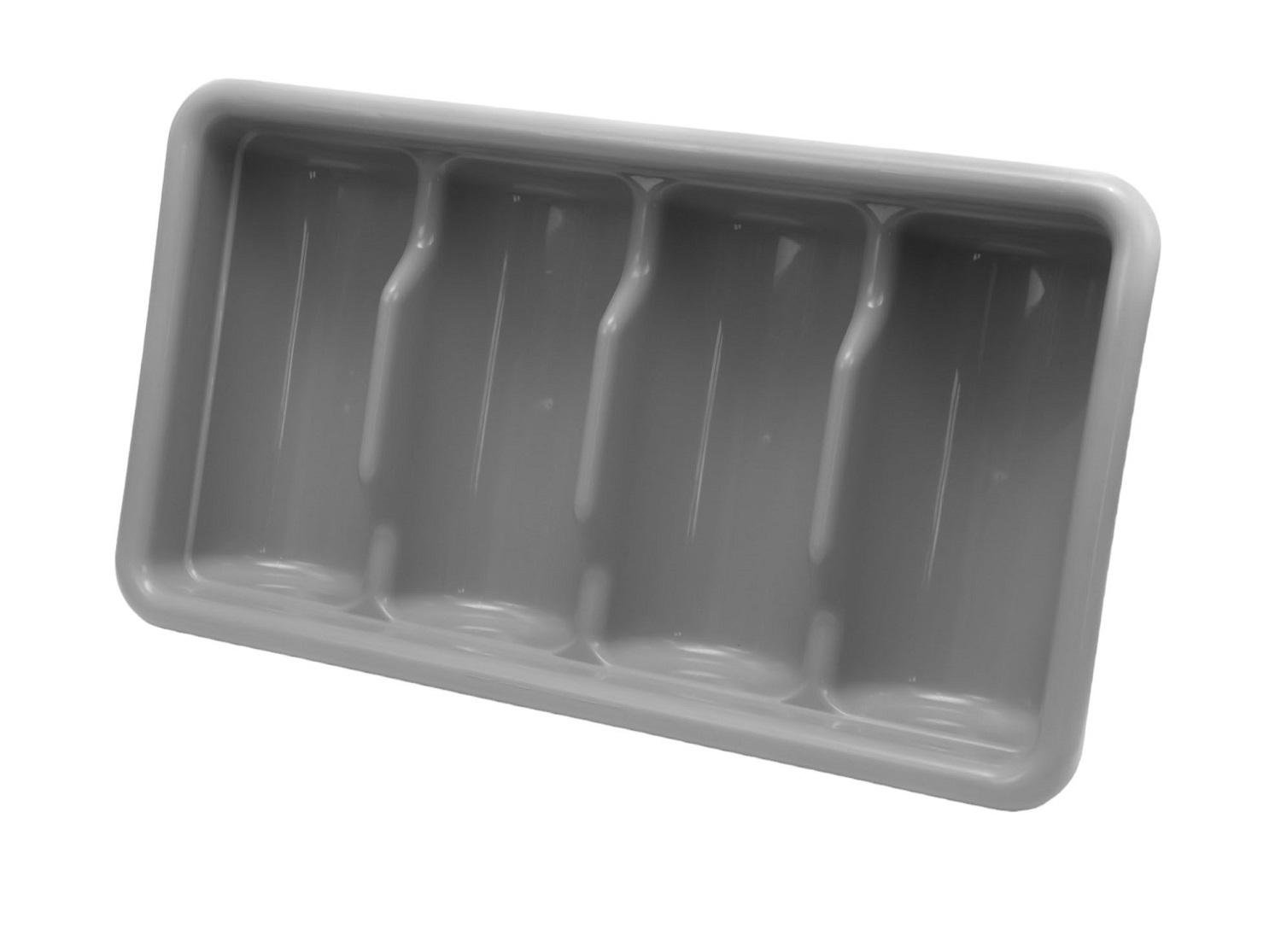 Лоток для столовых приборов на 4 отделения из полипропилена 52х29х10 см Серый - фото 3