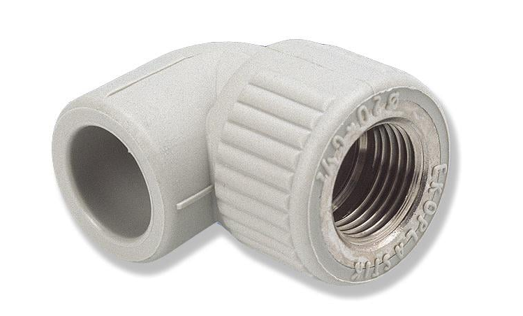 Уголок с металлической внутренней резьбой Wavin Ekoplastic 20 мм Rp-3/4 90° (SKOI02025X)