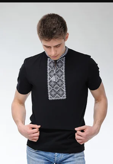 Футболка-вышиванка мужская трикотажная S Черный (М-7-s) - фото 2 Футболка-вышиванка мужская трикотажная S Черный (М-7-s) - фото 2