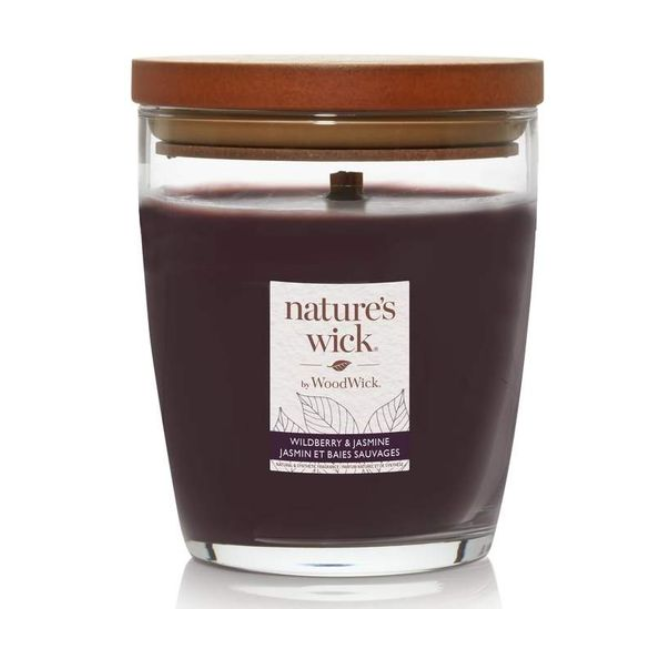 Свеча ароматическая Woodwick Nature’s Wick Wildberry & Jasmine с ароматом диких ягод и жасмина 284 г (5038581110226)