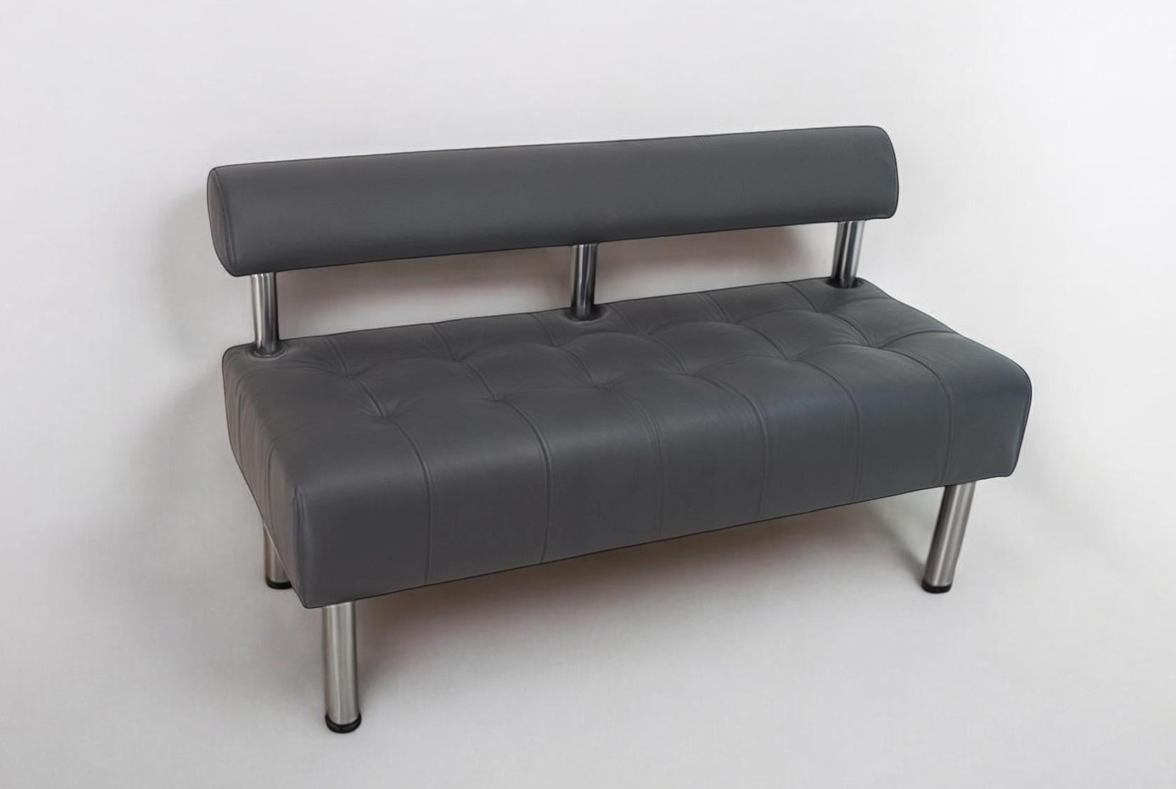 Диван офисный Tobi Sho Сити со спинкой без подлокотников 1500x530x750 мм кожзам Серый (2233)