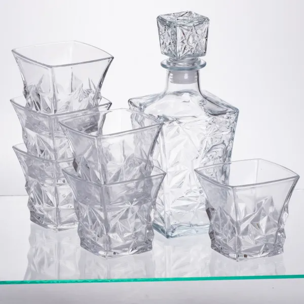 Набір для напоїв графин та 6 склянок для напоїв із товстого скла Прозорий - фото 2 Набір для напоїв графин та 6 склянок для напоїв із товстого скла Прозорий - фото 2
