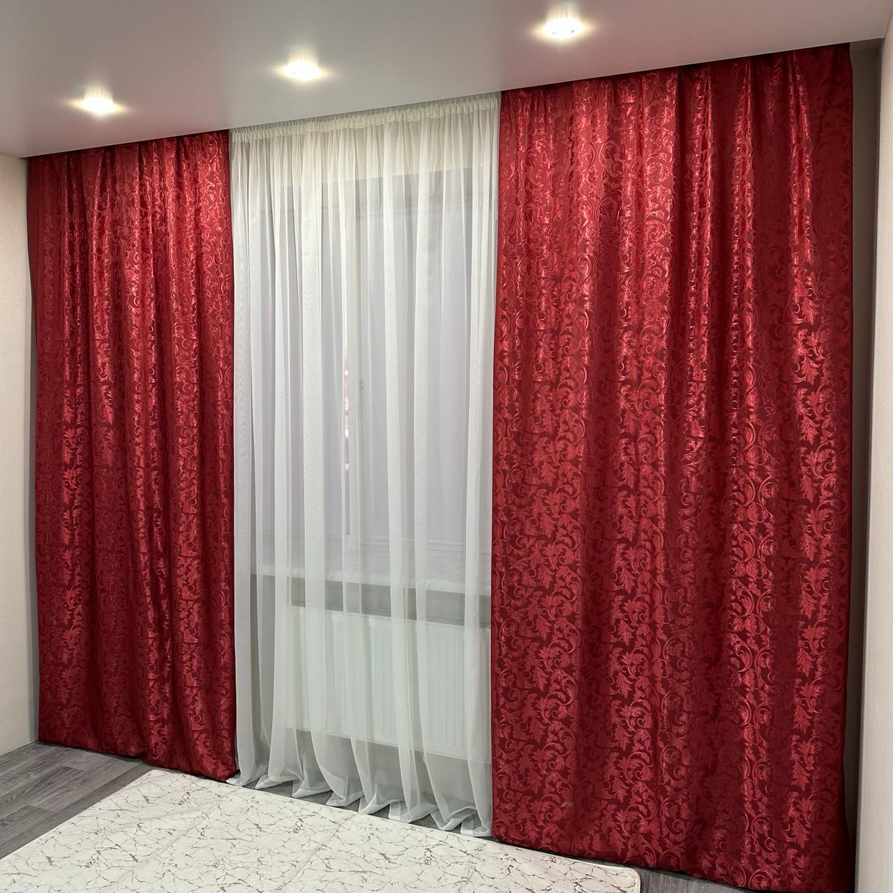 Шторы Севилья жаккардовые 1,5х2,7 м 2 шт. Бордовый - фото 1 Шторы Севилья жаккардовые 1,5х2,7 м 2 шт. Бордовый - фото 1