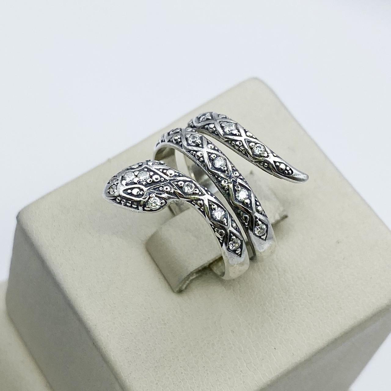 Кольцо серебряное Змея с кубическим цирконием р. 18 5,24 г (1960036712)