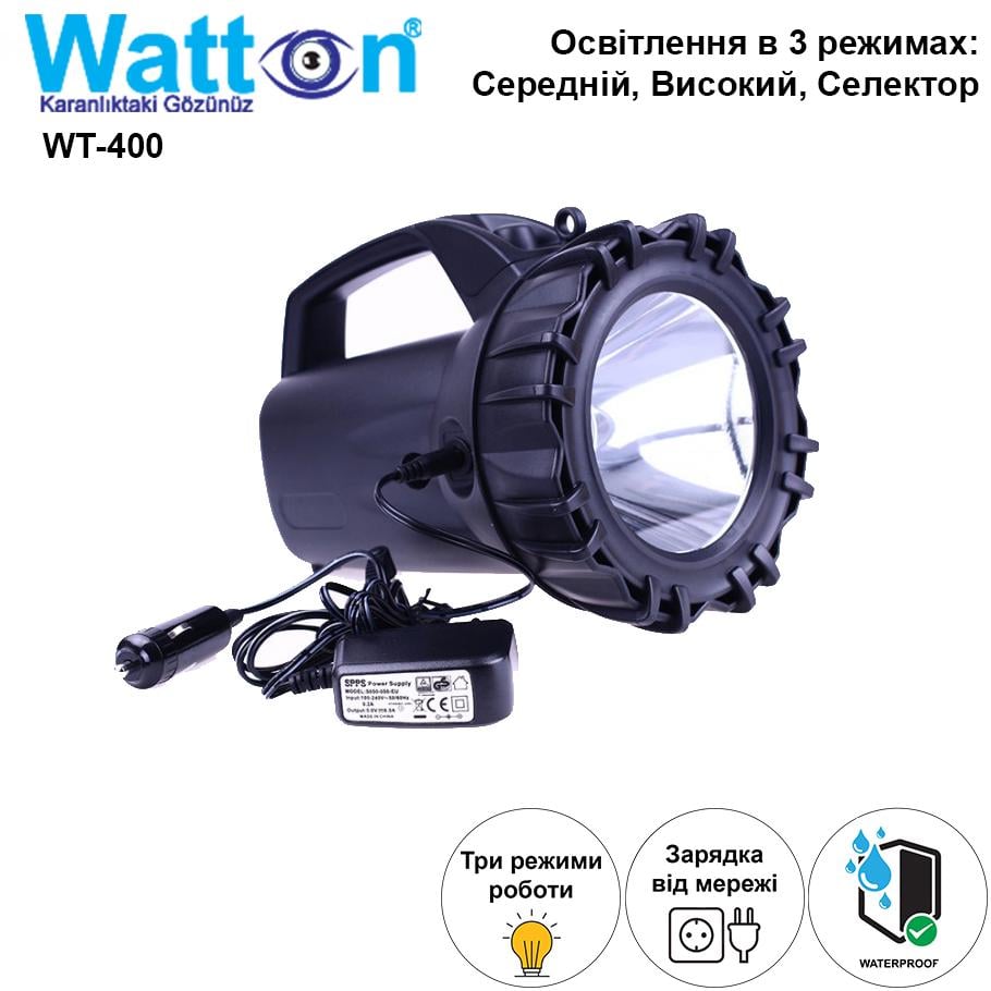 Ліхтар світлодіодний акумуляторний потужний Watton WT-400 працює 12 годин від одного заряду 50 Вт - фото 5