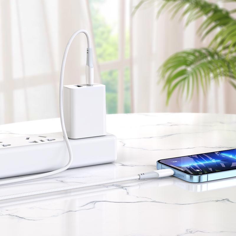 Дата кабель Hoco X70 Ferry PD Type-C to Lightning 1 м White - фото 4