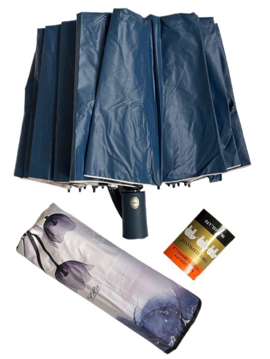 Парасолька-автомат жіноча Три Слона з квітами та однотонним куполом 16 спиць антивітер Синій (7569/4) - фото 3 Парасолька-автомат жіноча Три Слона з квітами та однотонним куполом 16 спиць антивітер Синій (7569/4) - фото 3