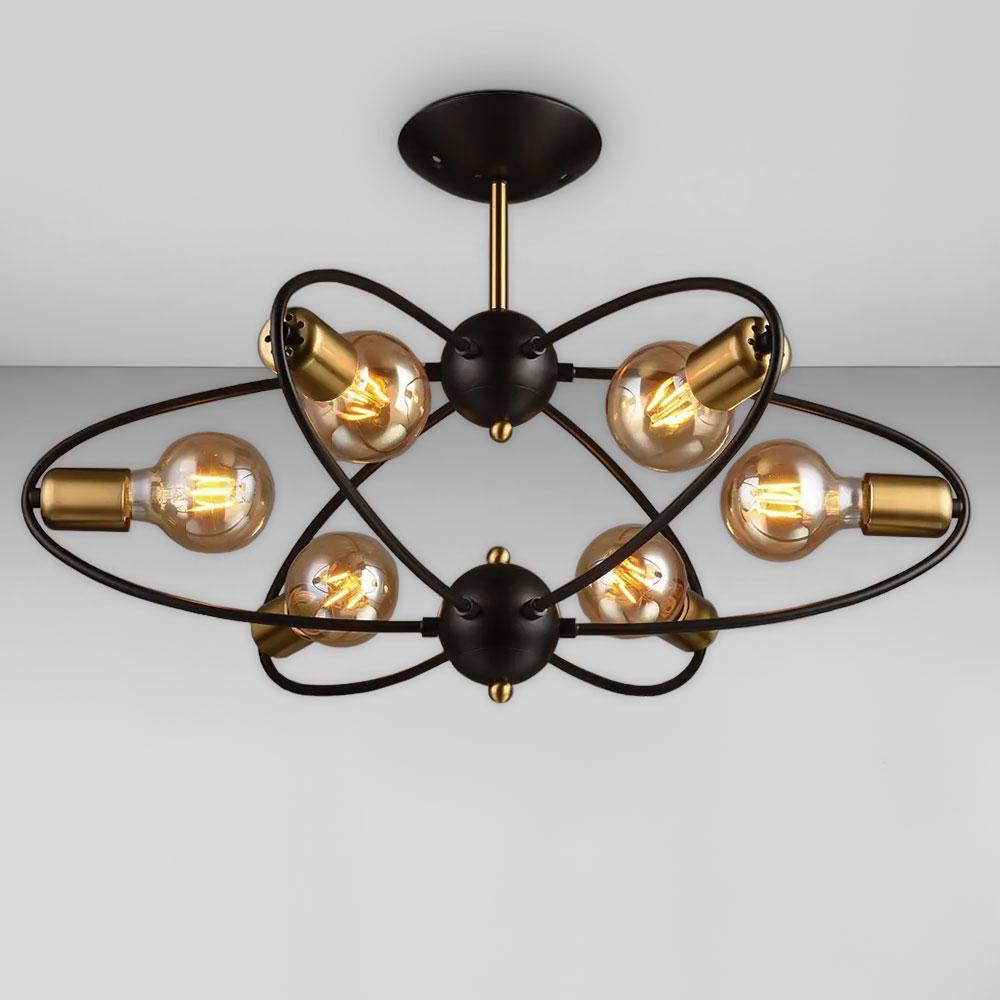 Люстра потолочная молекула Light House SR-18524/6 BK+AB with bulbs 620х400 мм Черный/Бронзовый