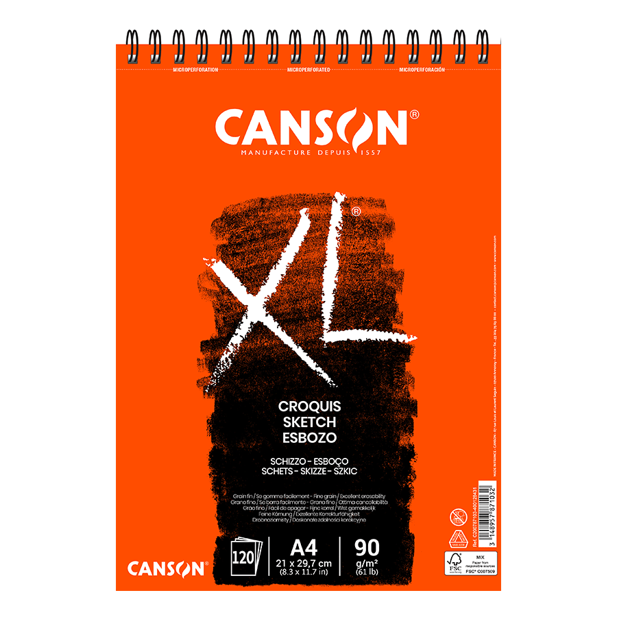 Альбом для графики Canson XL на спирале 90 г/кв. м 120 л. А4 Бежевый (C200787103)