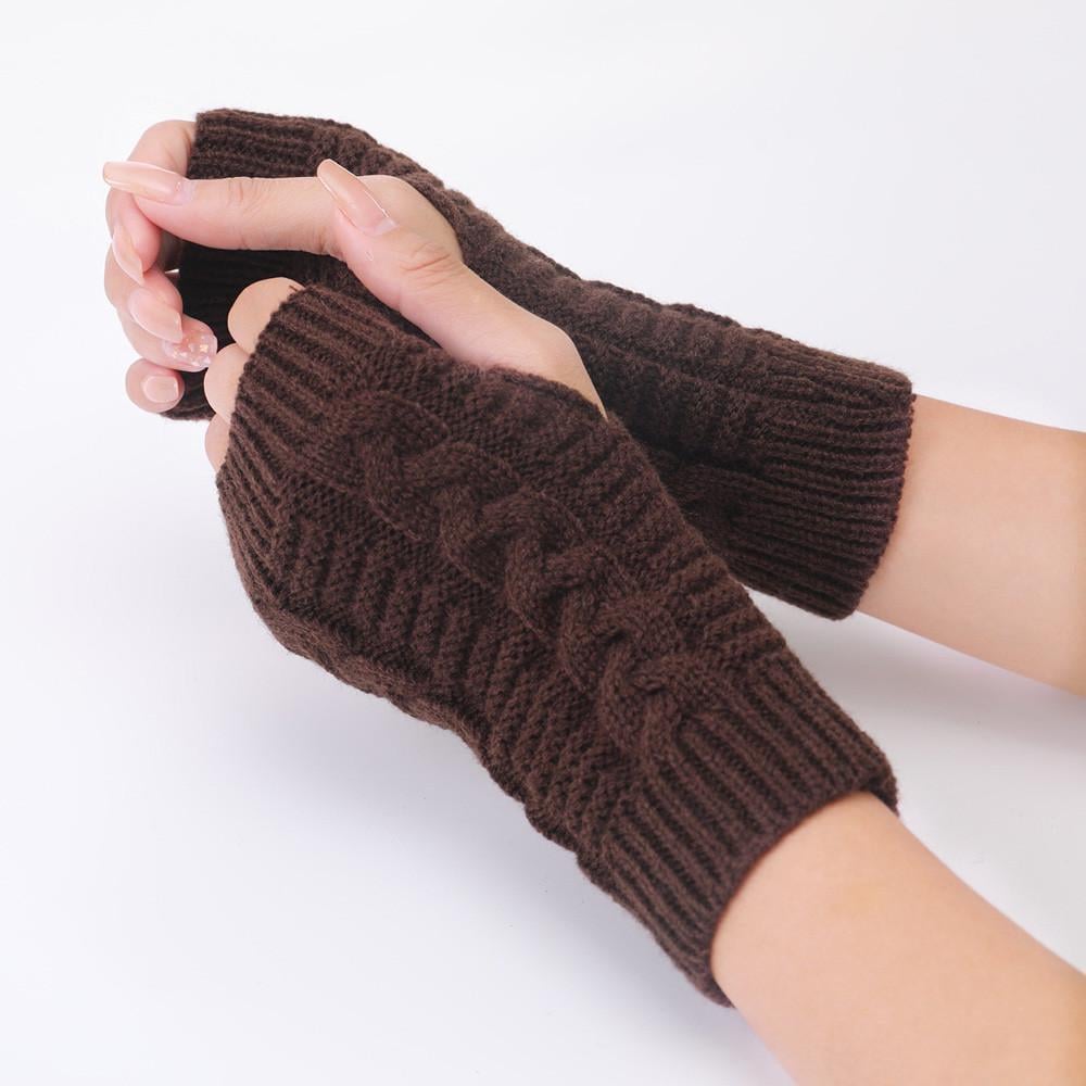 Мітенки в'язані One size Коричневий (2325) - фото 1