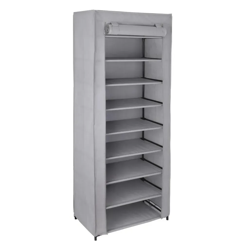 Тканный шкаф складной для обуви на 9 полочек Shoe Cabinet 160х60х30 Серый (MY78206)