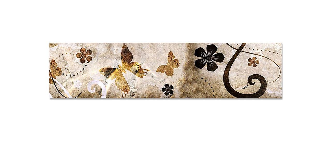 Кухонный фартук Бабочки и завитки винтаж из самоклеющейся виниловой пленки 60х250 см Коричневый Кухонный фартук Бабочки и завитки винтаж из самоклеющейся виниловой пленки 60х250 см Коричневый