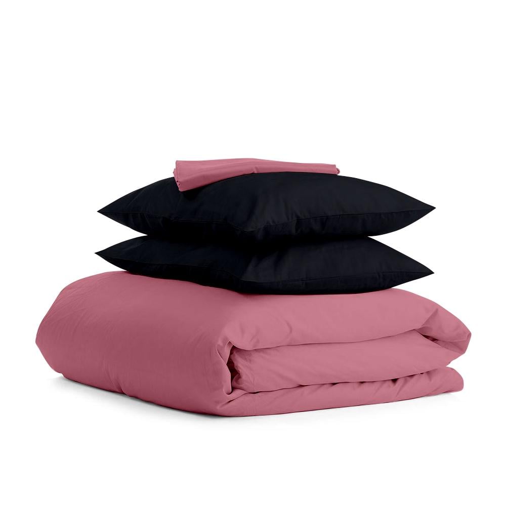 Комплект євро постільної білизни Cosas Satin Pudra Black-P 200х220 см (4822054076772)