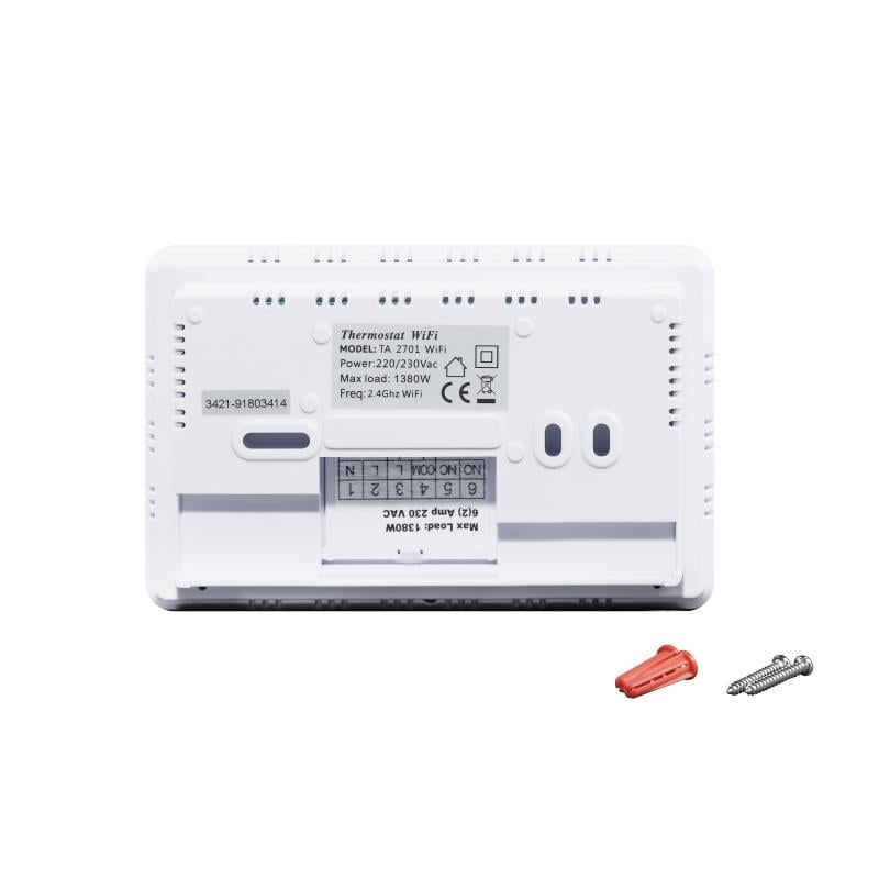 Термостат недельный программируемый Thermo Alliance ТА-2701Wi-Fi сенсорный с Wi-Fi (FRRS00049329) - фото 4 Термостат недельный программируемый Thermo Alliance ТА-2701Wi-Fi сенсорный с Wi-Fi (FRRS00049329) - фото 4