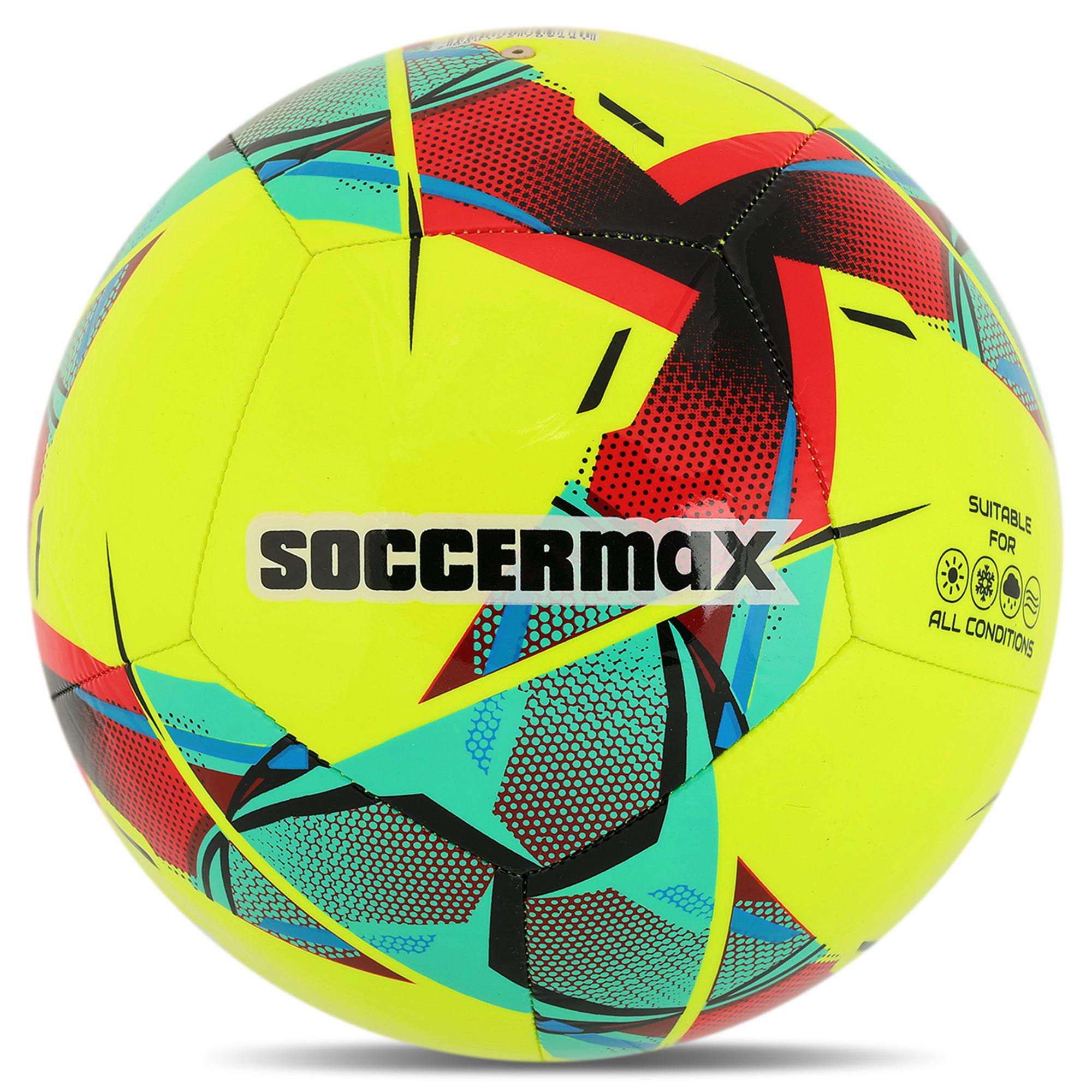 Мяч футбольный SOCCERMAX FB-4137 Гриппи сшит вручную PU №5 4 слоя (FB-4137_Желтый)