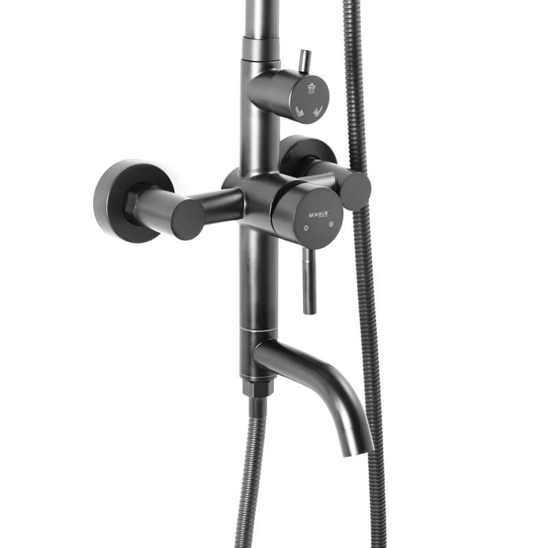 Душова система MIXXUS SUS-009-J з нержавіючої сталі зі змішувачем Чорний (MI2808) Душова система MIXXUS SUS-009-J з нержавіючої сталі зі змішувачем Чорний (MI2808)