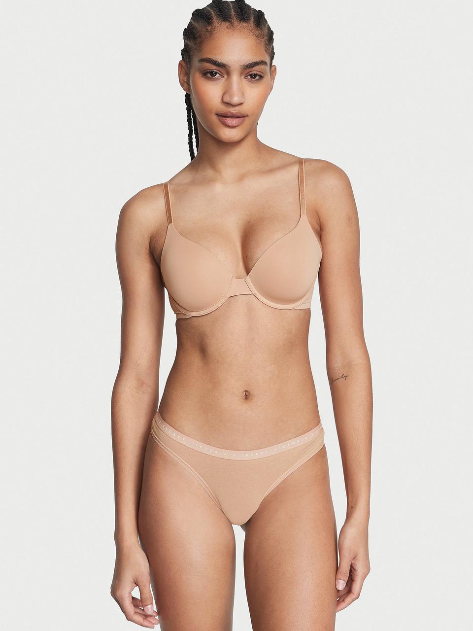 Трусики женские Victoria's Secret Stretch Cotton Thong L Бежевый (2349233501)