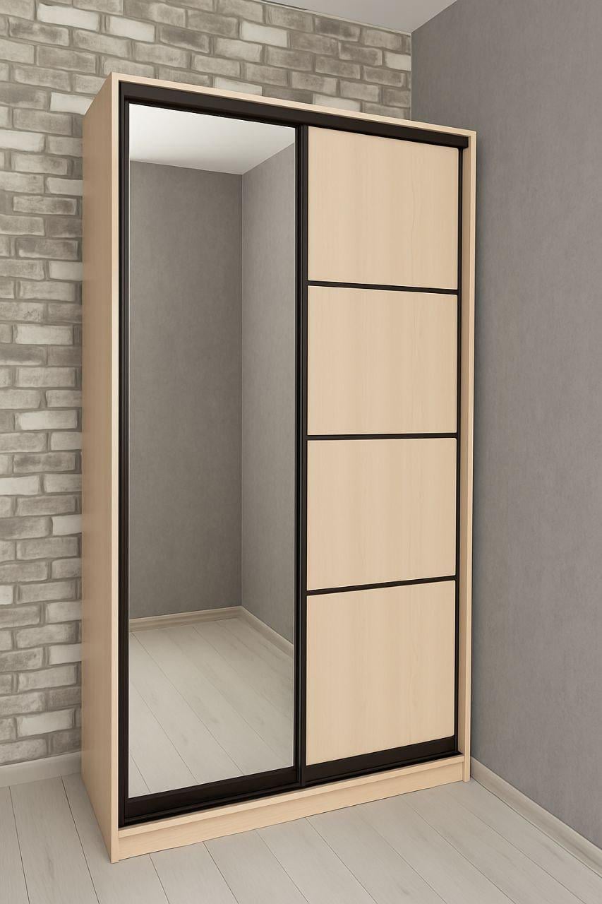 Шкаф купе Мириам комби 4 с зеркалом ДСП 1100x2400x600 мм Дуб Молочный (20801) Шкаф купе Мириам комби 4 с зеркалом ДСП 1100x2400x600 мм Дуб Молочный (20801)