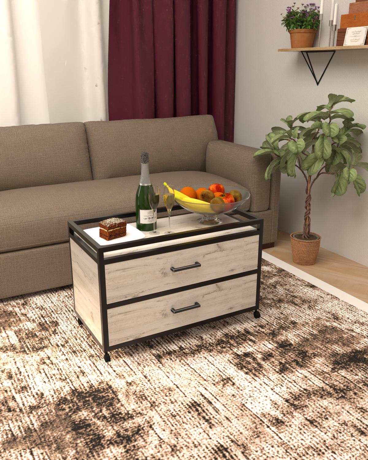 Тумба универсальная мобильная EcoLoft Модус DSP-1509-2 в стиле лофт Дуб Кортона (36293142)