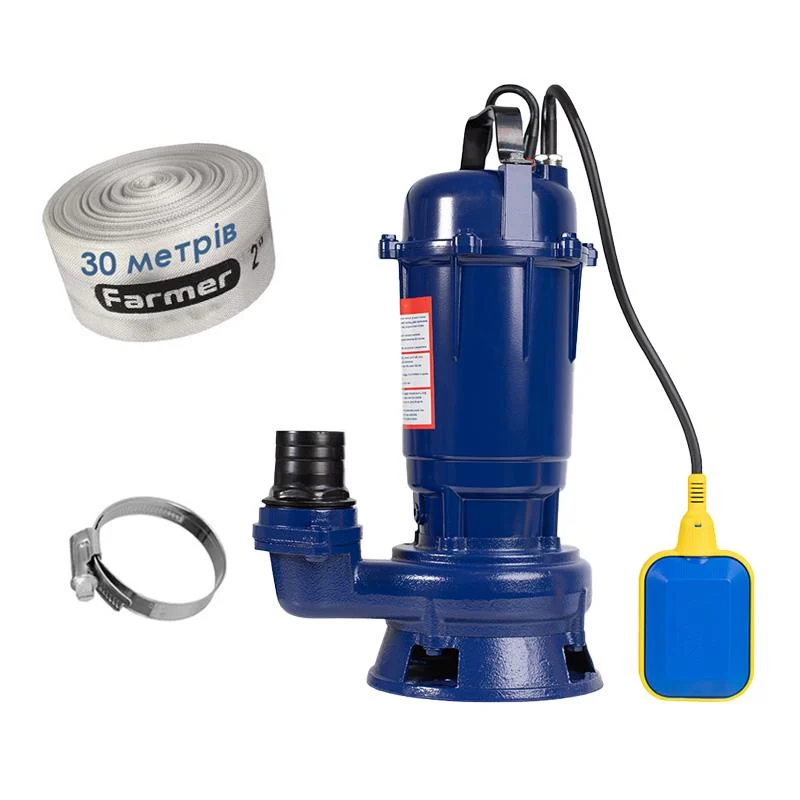 Насос фекальний з подрібнювачем Farmer WQD 1100 хомут та шланг 30 м