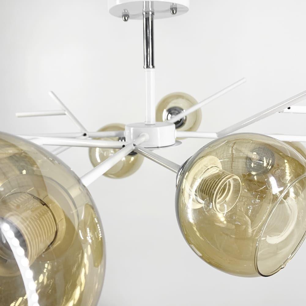 Люстра на 8 бурштинових плафонів Ø 85 см (088N/8 WT+CH+AM) - фото 2 Люстра на 8 бурштинових плафонів Ø 85 см (088N/8 WT+CH+AM) - фото 2