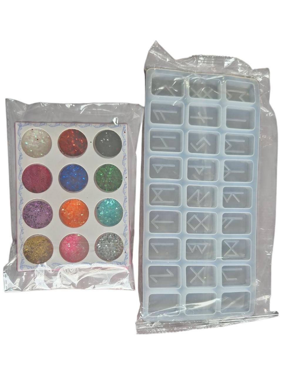 Форма силіконова для виготовлення рун DIY і 12 кольорів бресток Форма силіконова для виготовлення рун DIY і 12 кольорів бресток