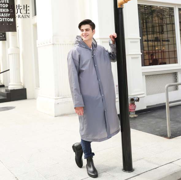 Плащ-дощовик на кнопках з капюшоном EVA з паяними швами Raincoat Сірий (2886) - фото 8 Плащ-дощовик на кнопках з капюшоном EVA з паяними швами Raincoat Сірий (2886) - фото 8