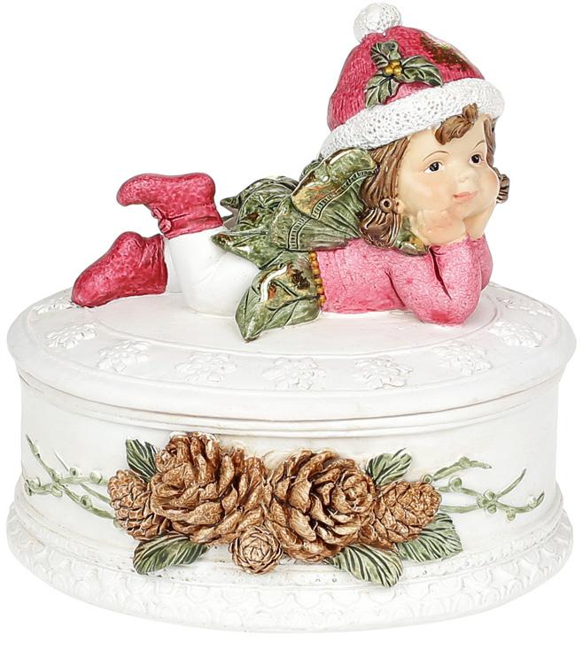 Шкатулка декоративная Малышка Эльф 11,4х10,5х10,9 см полистоун (BD-887-321)