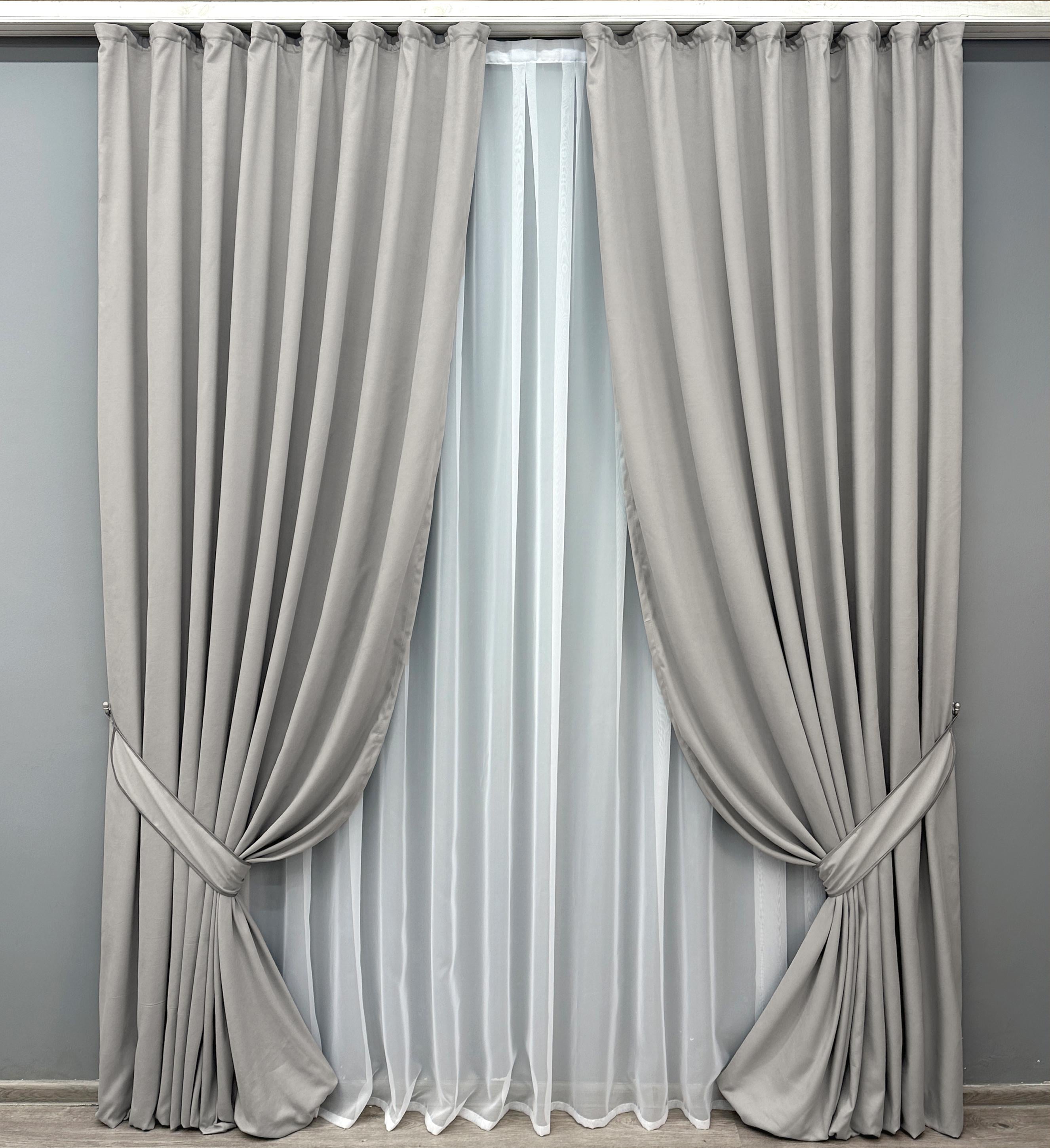 Комплект штор VR-Textil Petek №1832ш микровелюр 100х270 см 2 шт. Светло-серый (31-0019)